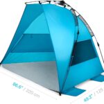 Blue Pacific Breeze Easy Setup Beach Tent with mesh ventilation windows and quick-setup frame